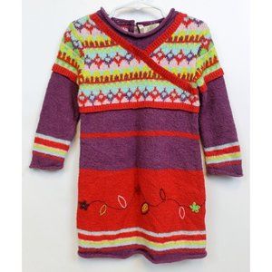 Deux Par Deux Toddler Girl Knit Sweater Dress Sz 3 Multicolor Nordic Stripes